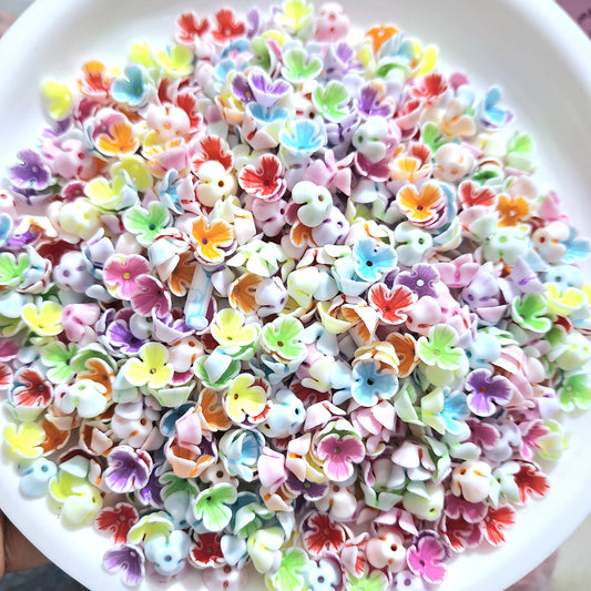 Pack of 100grams Multicolor Flower Beads For Making Jewellery, DIY Crafts, Hair Accessories etc..