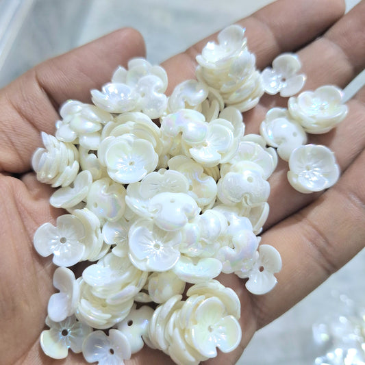 Pack of 100grams Glossy Flower Beads For Making Jewellery, DIY Crafts, Hair Accessories Etc..