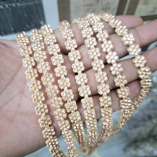 Golden Color Flower Line For Making Hair Accessories, Jewellery ( Each line 50pcs)