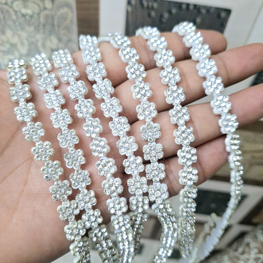 Silver Color Flower Line For Making Hair Accessories, Jewellery ( Each line 50pcs)