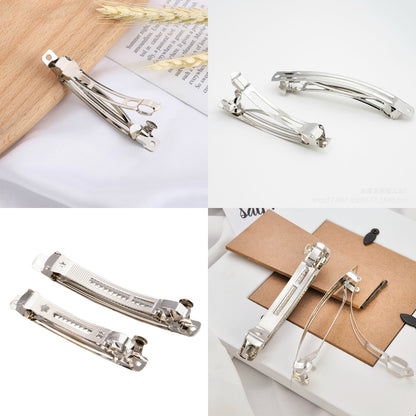9.5cm (25pc) Barrette Snap Hair Clips Silver