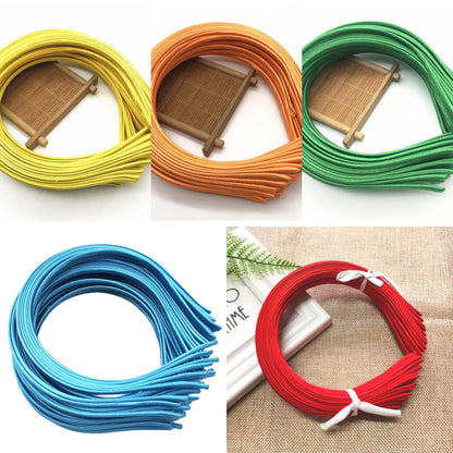 100pc Multicolor Satin Fabric Covered Hair Bands Headbands