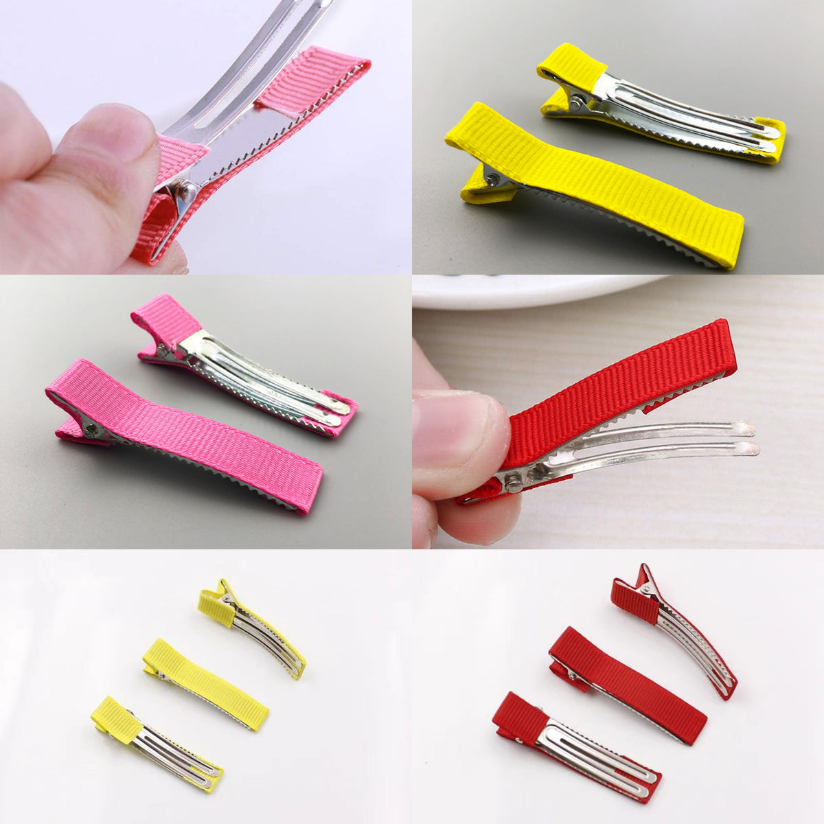 Ribbon Alligator Hair Clips 5.5 CM | Multicolor | Pack of 60 Pcs