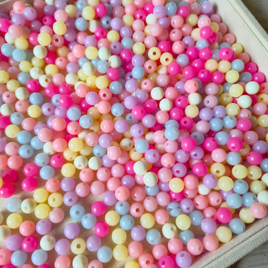 100 Grams Multi Color Beads For DIY Hair Accessories, Jewellery, Crafts Making (009)