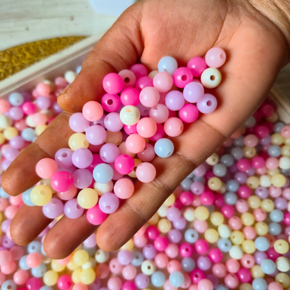 100 Grams Multi Color Beads For DIY Hair Accessories, Jewellery, Crafts Making (009)