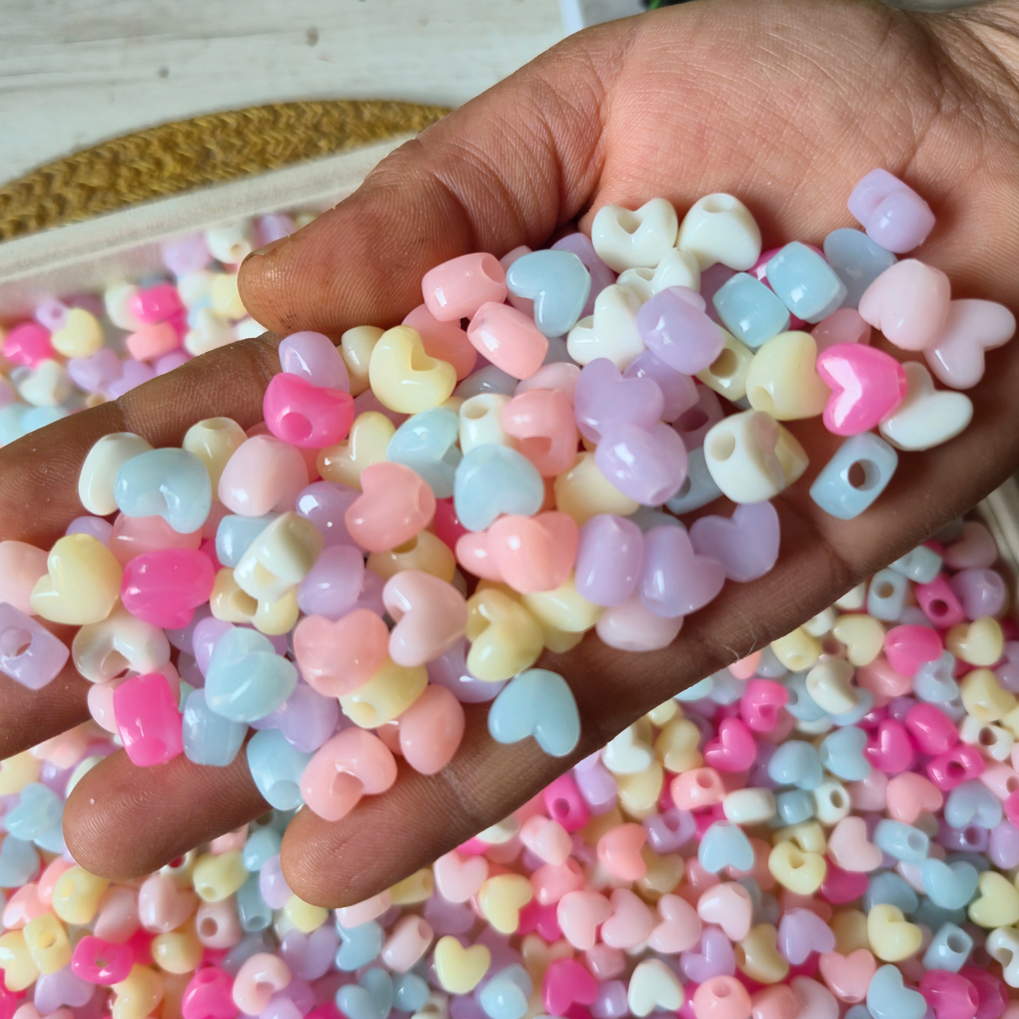 100 Grams Multi Color Beads For DIY Hair Accessories, Jewellery, Crafts Making (010)