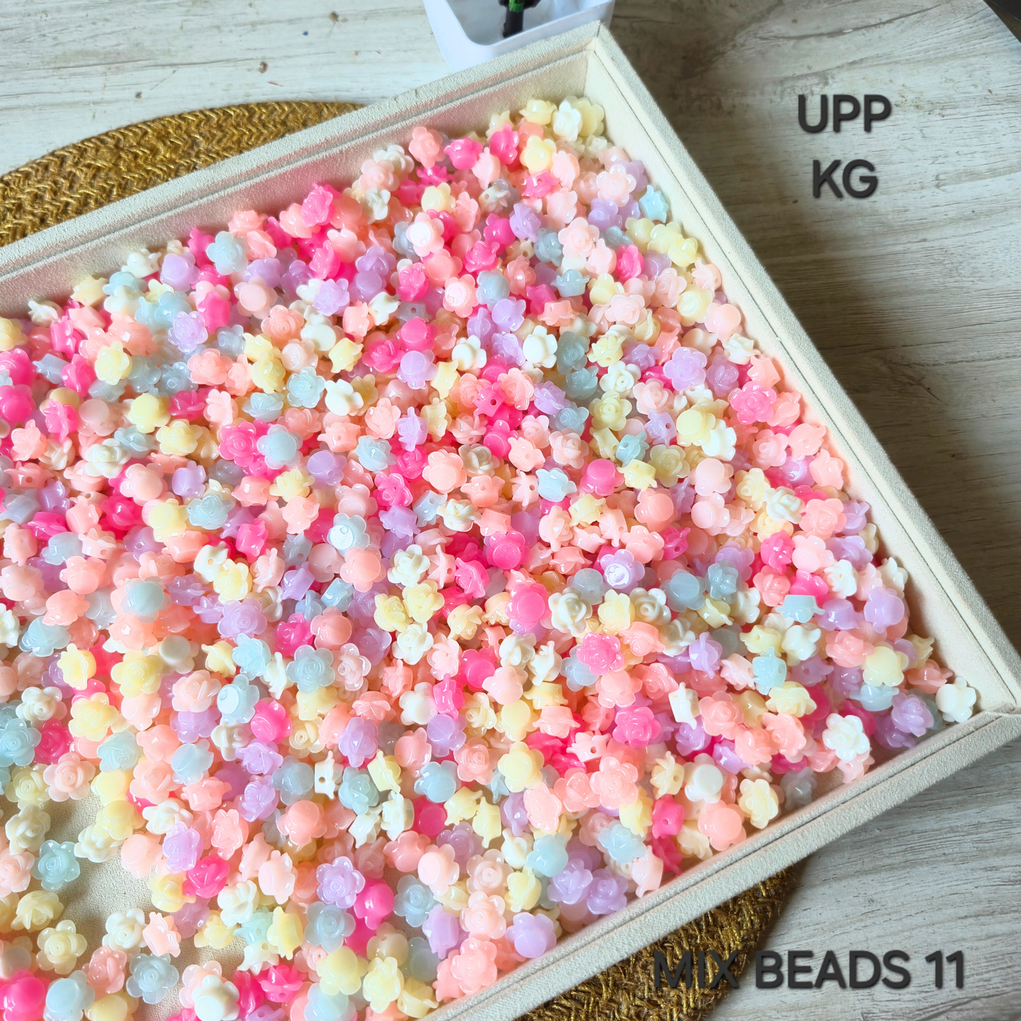 100 Grams Multi Color Beads For DIY Hair Accessories, Jewellery, Crafts Making (011)