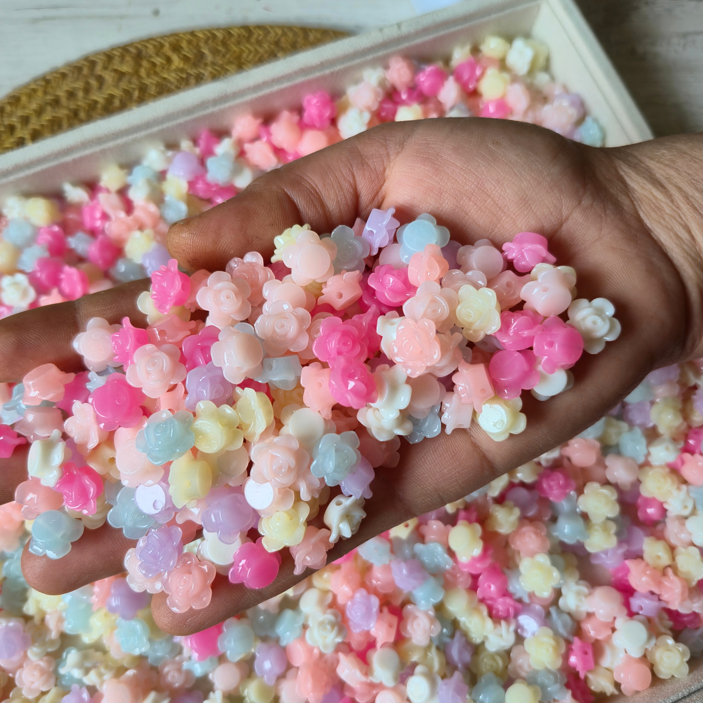 100 Grams Multi Color Beads For DIY Hair Accessories, Jewellery, Crafts Making (011)