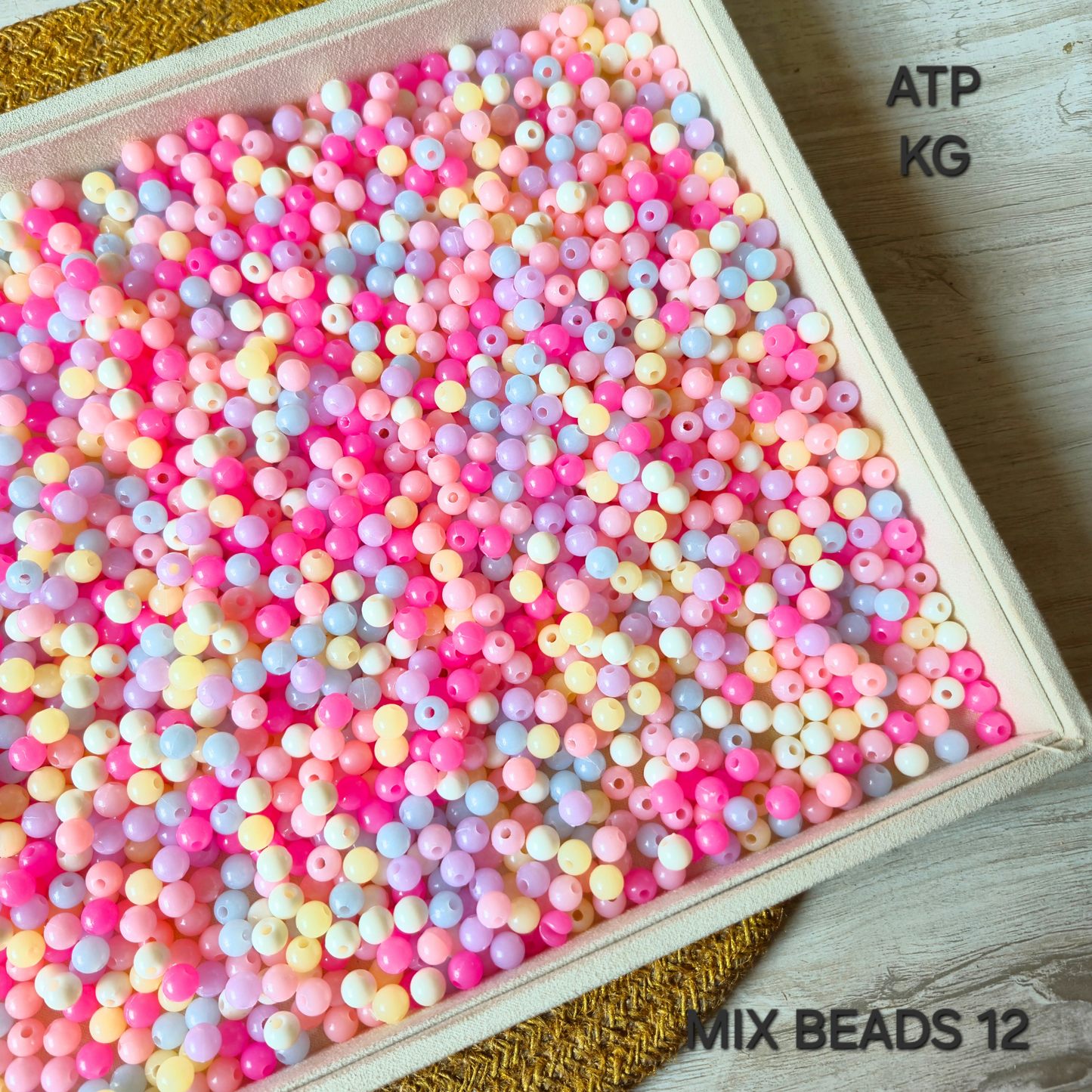 100 Grams Multi Color Beads For DIY Hair Accessories, Jewellery, Crafts Making (012)