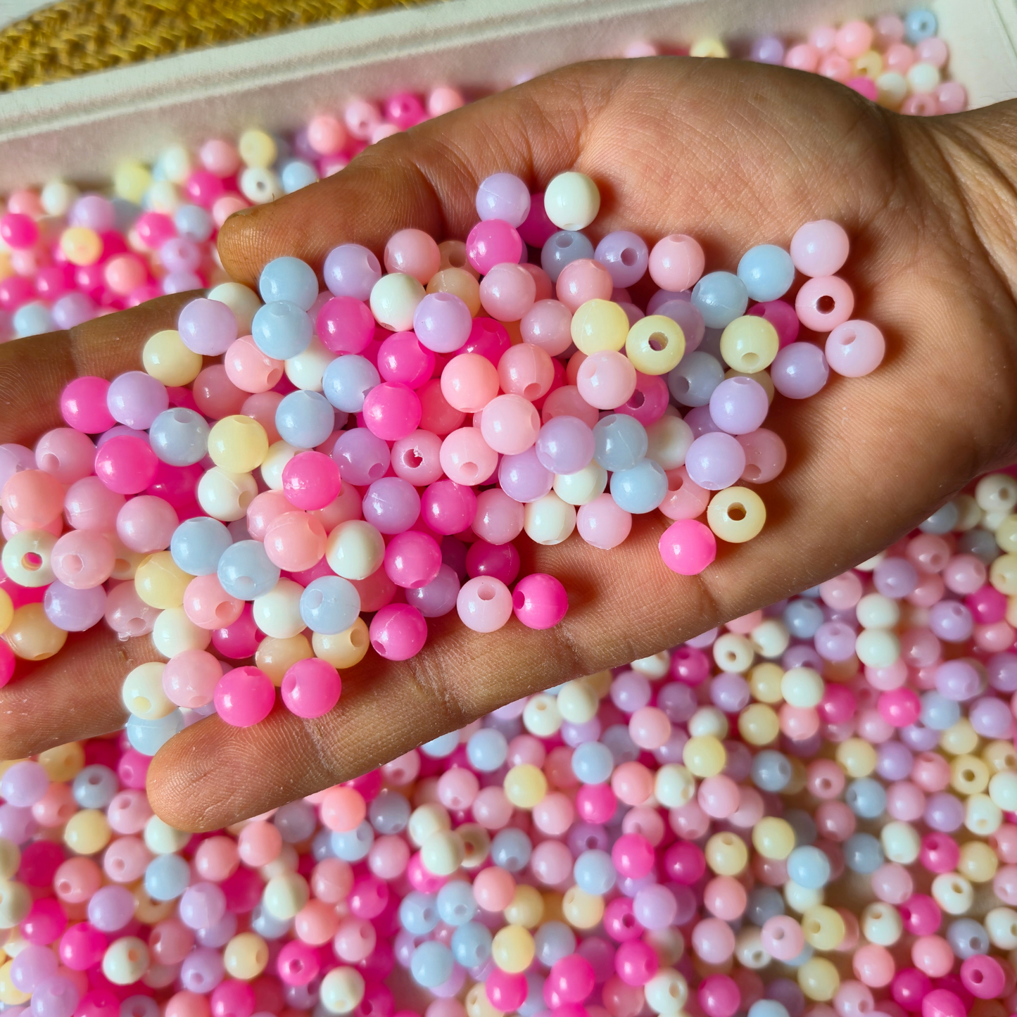 100 Grams Multi Color Beads For DIY Hair Accessories, Jewellery, Crafts Making (012)