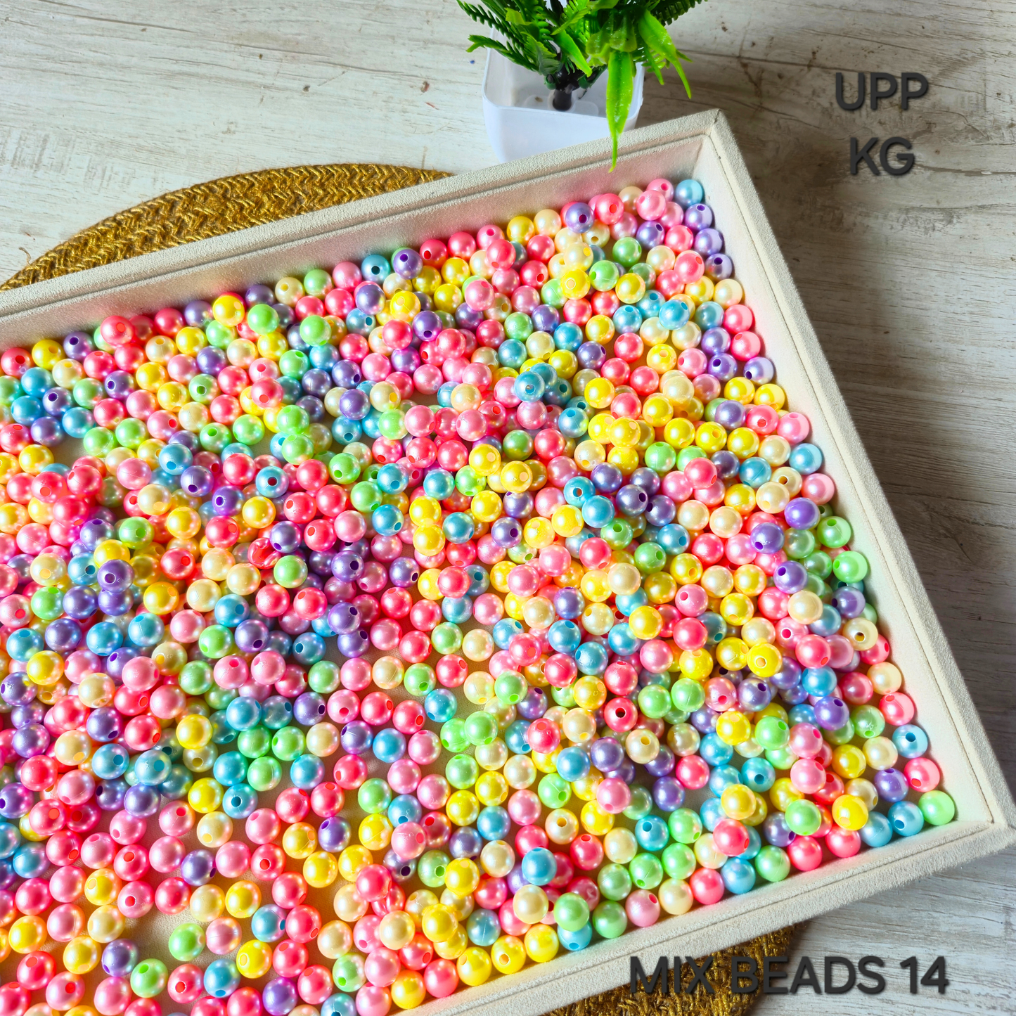 100 Grams Multi Color Beads For DIY Hair Accessories, Jewellery, Crafts Making (014)