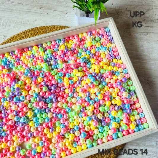 100 Grams Multi Color Beads For DIY Hair Accessories, Jewellery, Crafts Making (014)