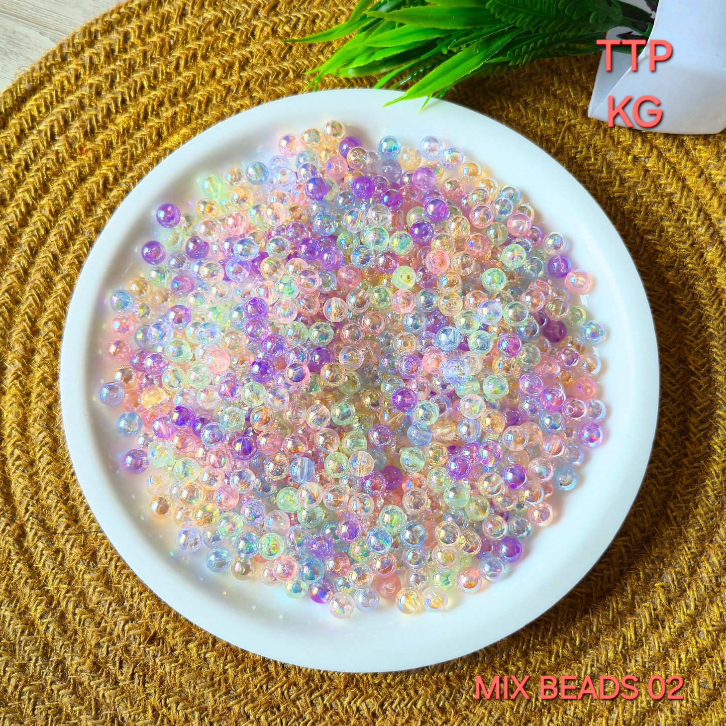 100 Grams Multi Color Beads For DIY Hair Accessories, Jewellery, Crafts Making (002)