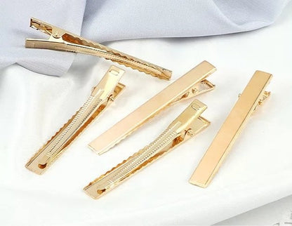 4.5cm (100pc) Golden Alligator Hair Clips - DIY Crafts Hair Accessories
