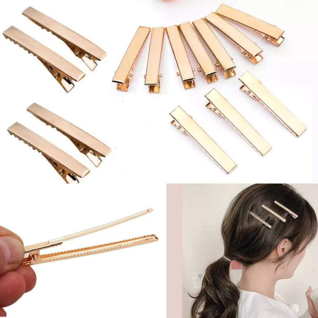 4.5cm (100pc) Golden Alligator Hair Clips - DIY Crafts Hair Accessories