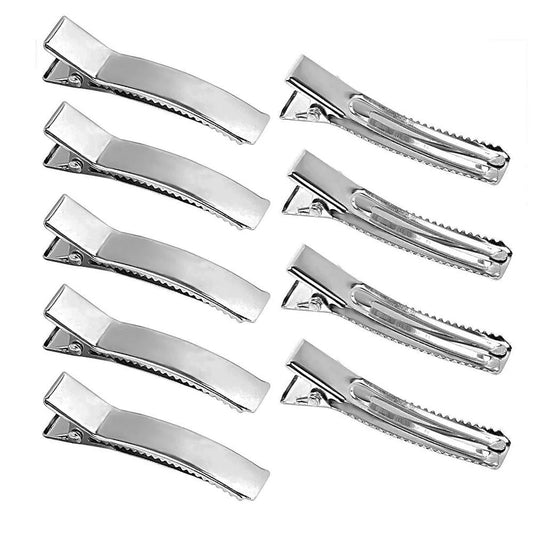 Pack of 100pc 7.5cm Silver Double Prong Alligator Clips for Hair Bows