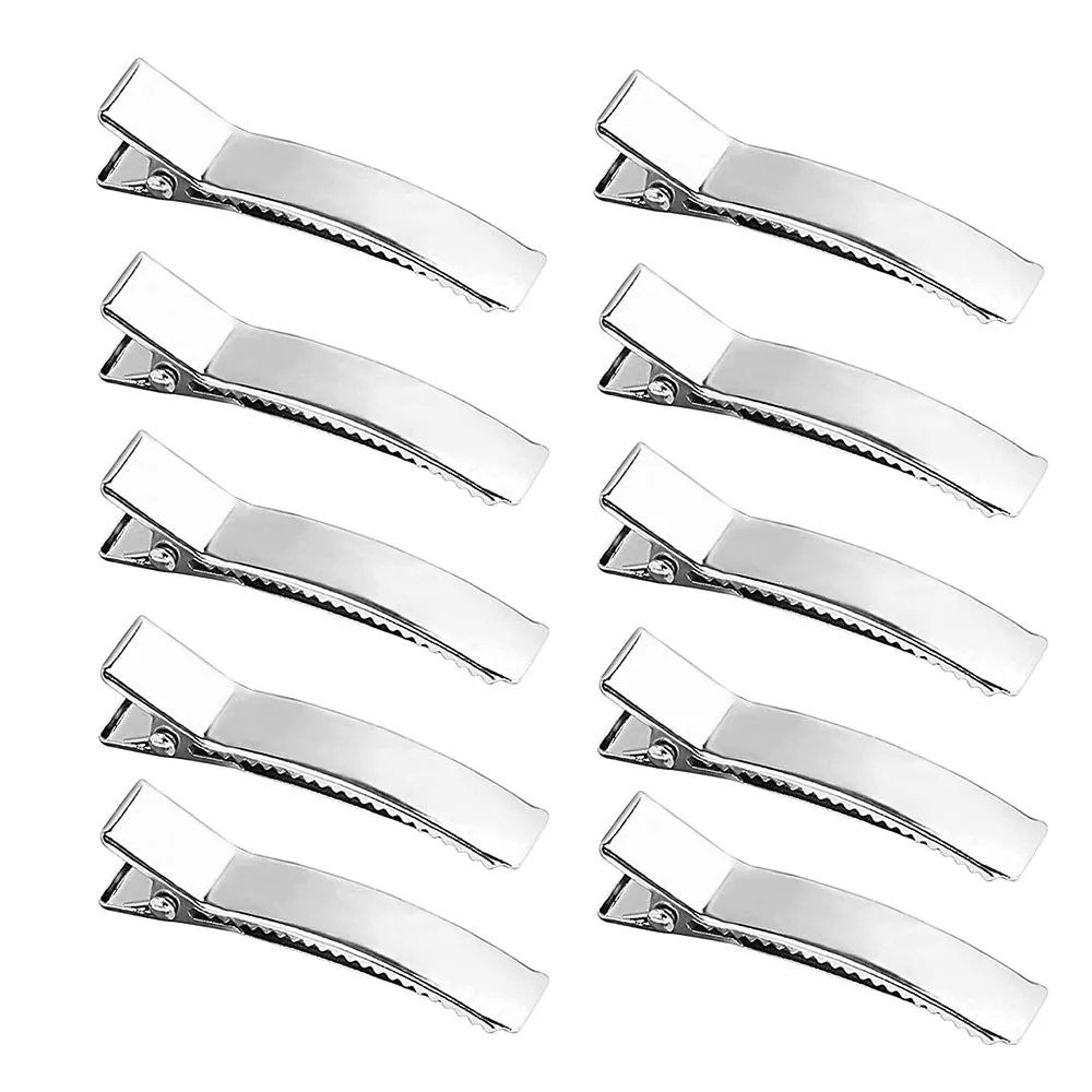 Pack of 100pc 7.5cm Silver Double Prong Alligator Clips for Hair Bows
