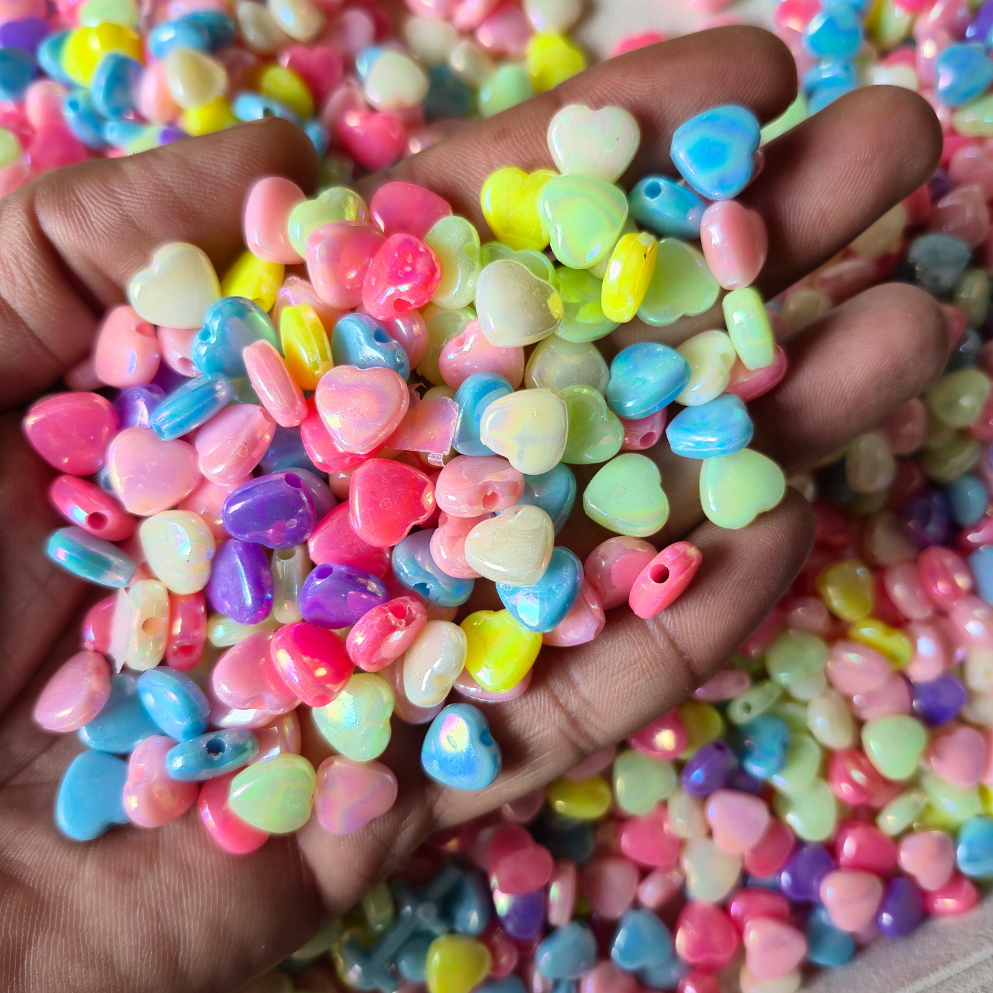 100 Grams Multi Color Beads For DIY Hair Accessories, Jewellery, Crafts Making (015)
