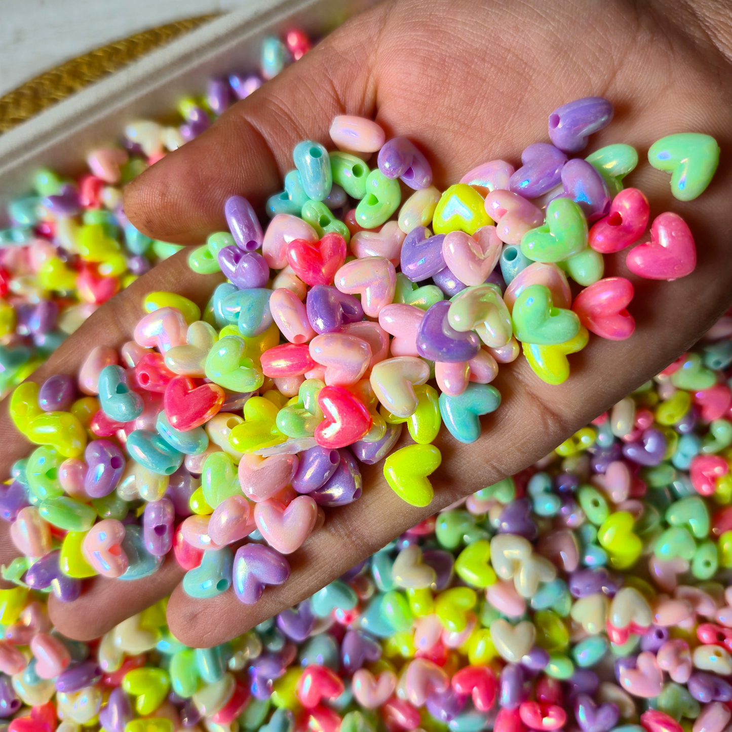 100 Grams Multi Color Beads For DIY Hair Accessories, Jewellery, Crafts Making (016)