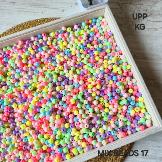 100 Grams Multi Color Beads For DIY Hair Accessories, Jewellery, Crafts Making (017)