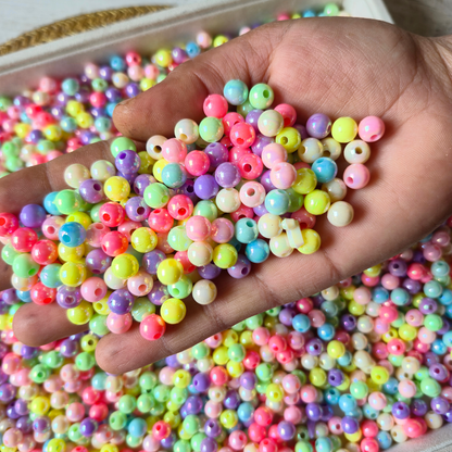 100 Grams Multi Color Beads For DIY Hair Accessories, Jewellery, Crafts Making (017)