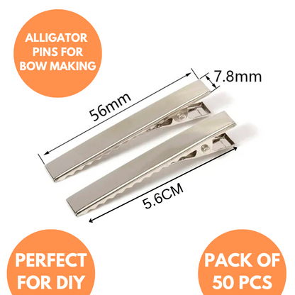7.5cm (100pc) Silver Alligator Hair Clip - DIY Hair Clips