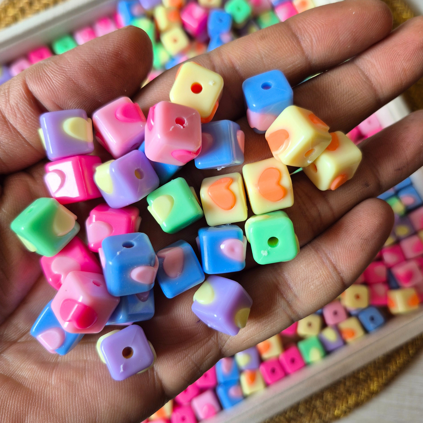 100 Grams Multi Color Beads For DIY Hair Accessories, Jewellery, Crafts Making (023)