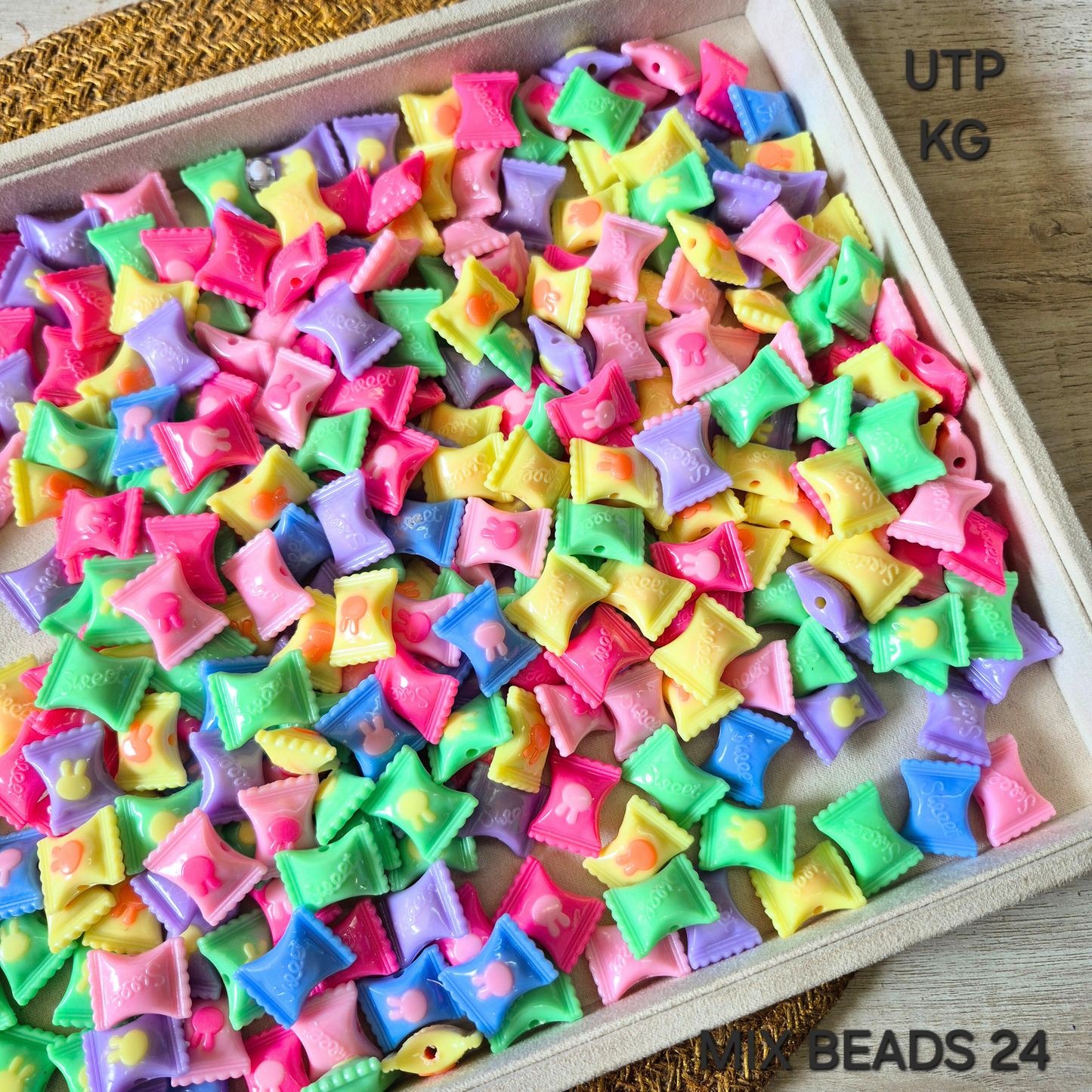 100 Grams Multi Color Beads For DIY Hair Accessories, Jewellery, Crafts Making (024)