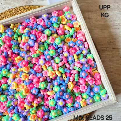 100 Grams Multi Color Beads For DIY Hair Accessories, Jewellery, Crafts Making (025)