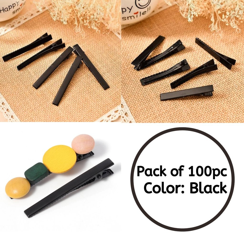 Pack Of 100pc 4.5cm Black Alligator Clips for Hair Bows