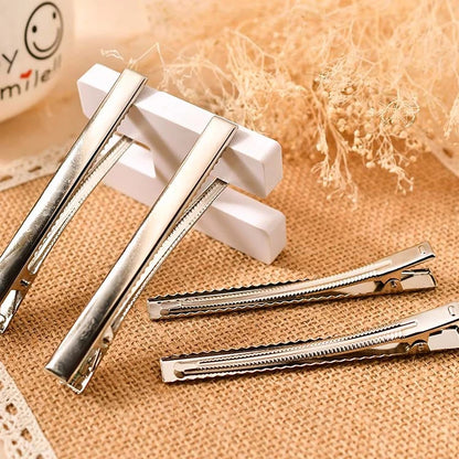 7.5cm (100pc) Silver Alligator Hair Clip - DIY Hair Clips