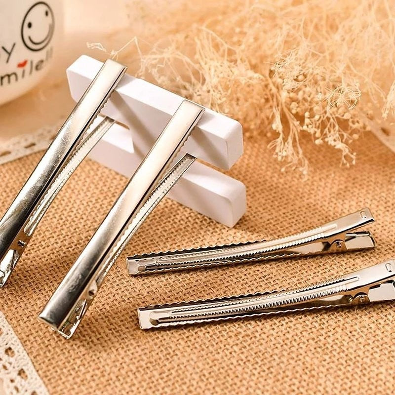 Pack Of 100pc 7.5cm Silver Alligator Clips for Hair Bows