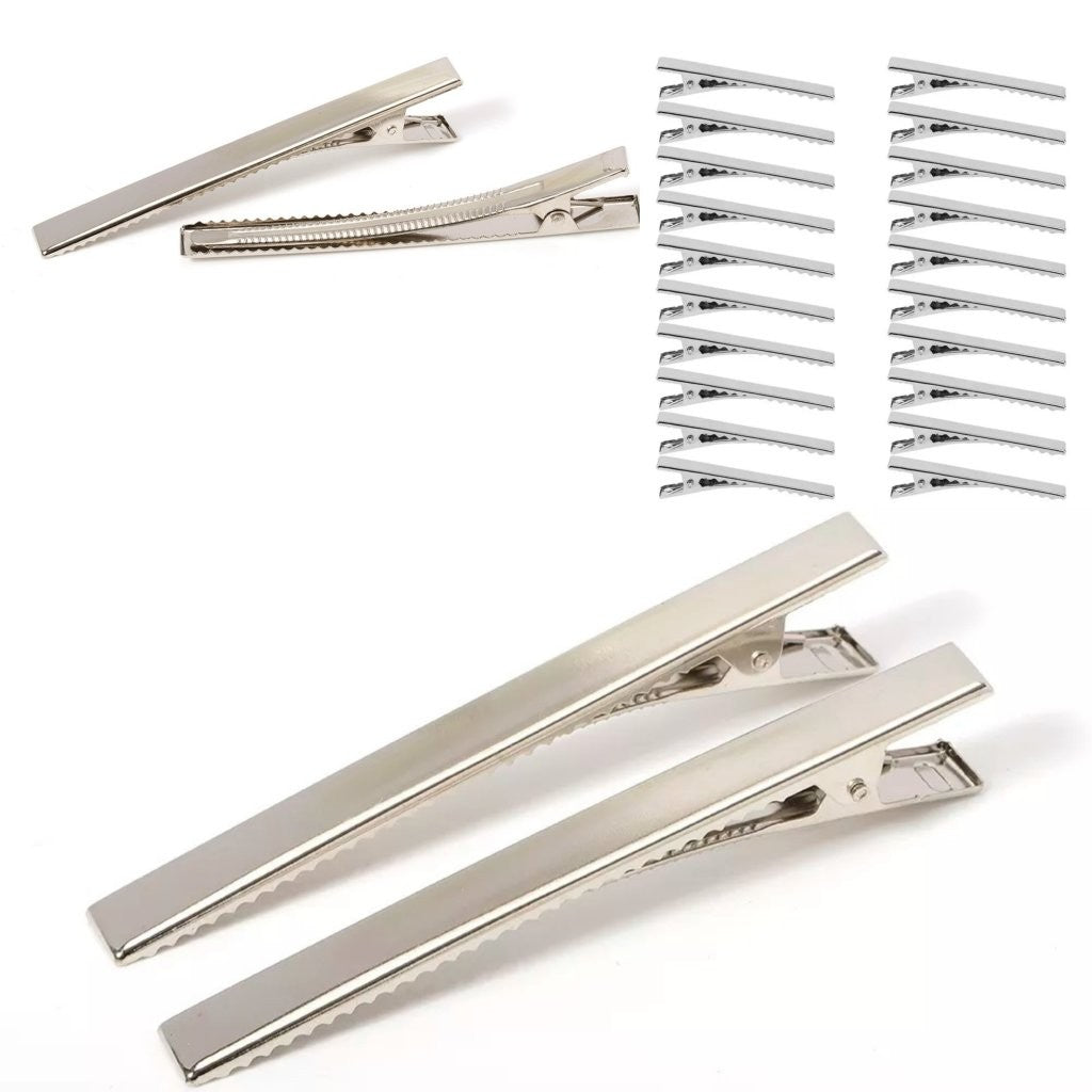 Pack Of 100pc 7.5cm Silver Alligator Clips for Hair Bows