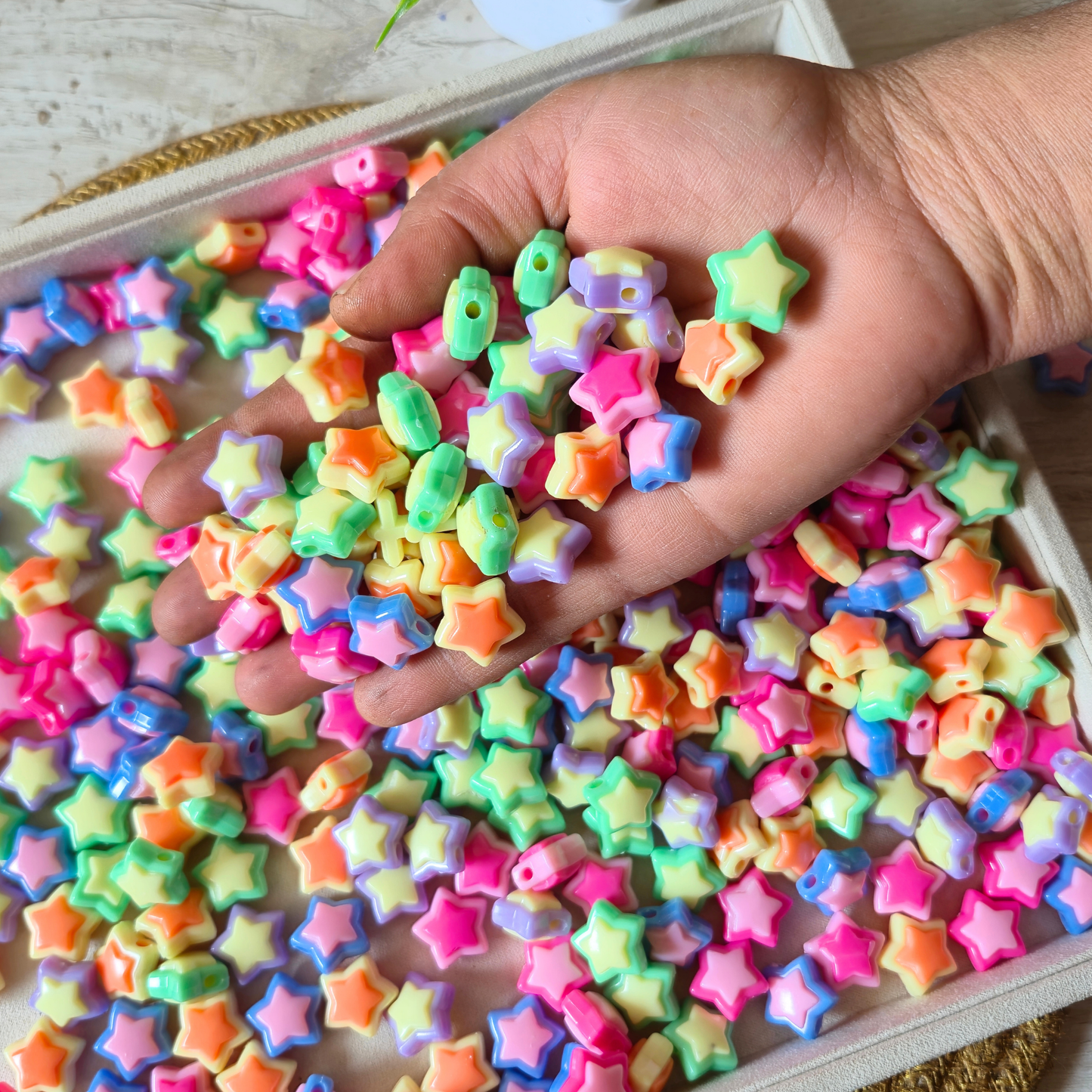 100 Grams Multi Color Beads For DIY Hair Accessories, Jewellery, Crafts Making (026)