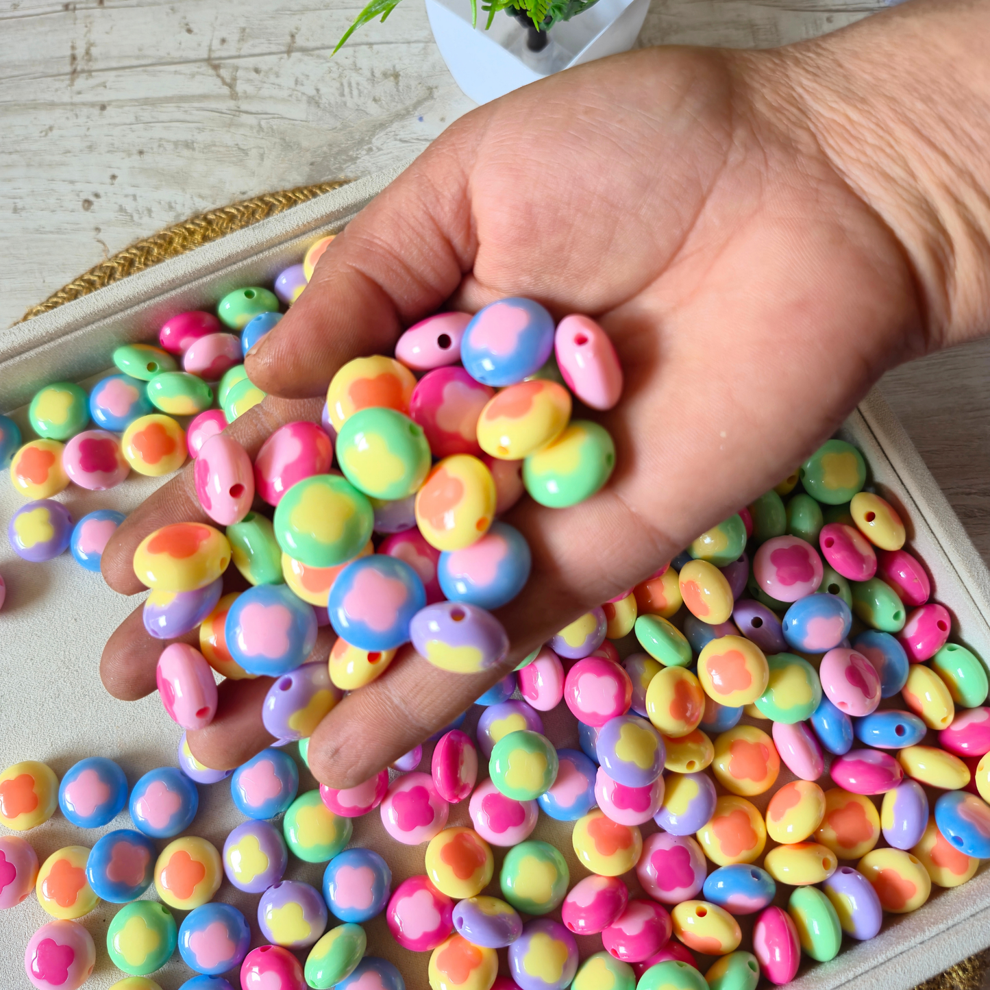 100 Grams Multi Color Beads For DIY Hair Accessories, Jewellery, Crafts Making (027)