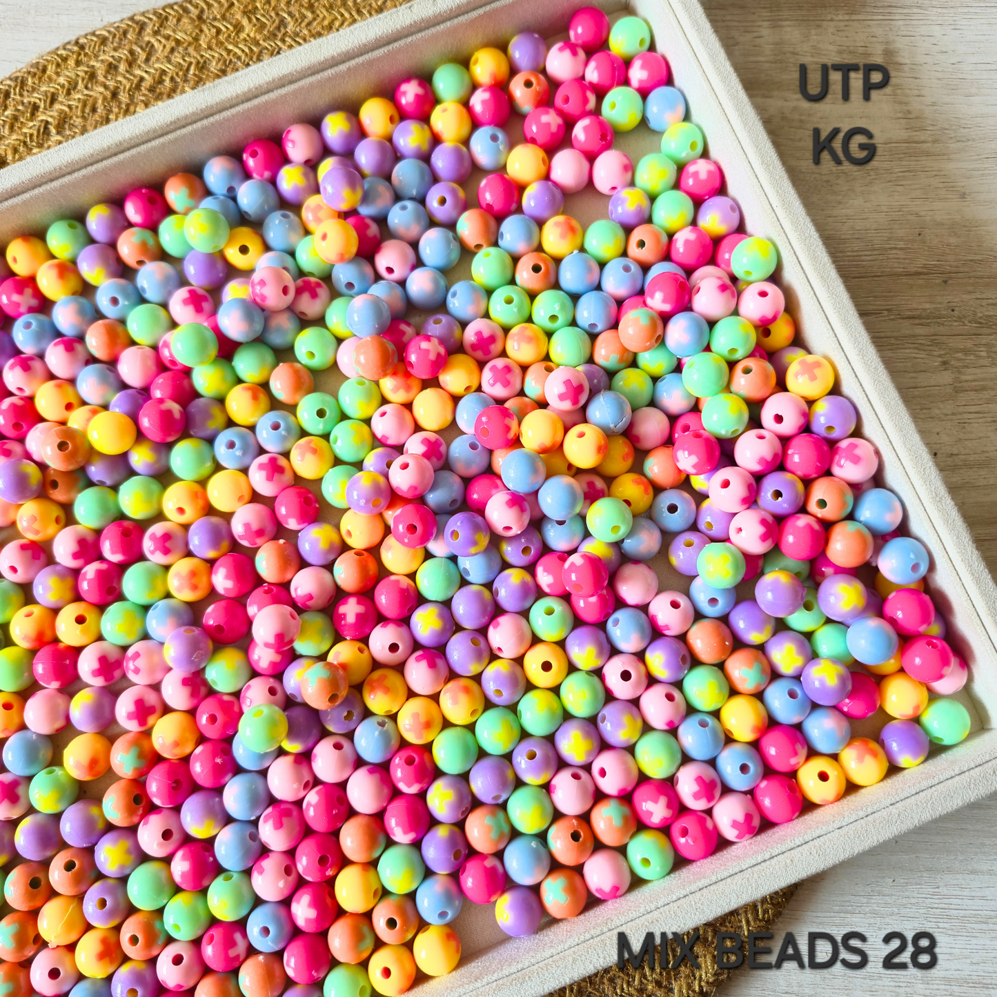 100 Grams Multi Color Beads For DIY Hair Accessories, Jewellery, Crafts Making (028)