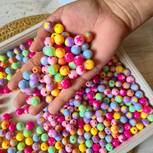 100 Grams Multi Color Beads For DIY Hair Accessories, Jewellery, Crafts Making (028)