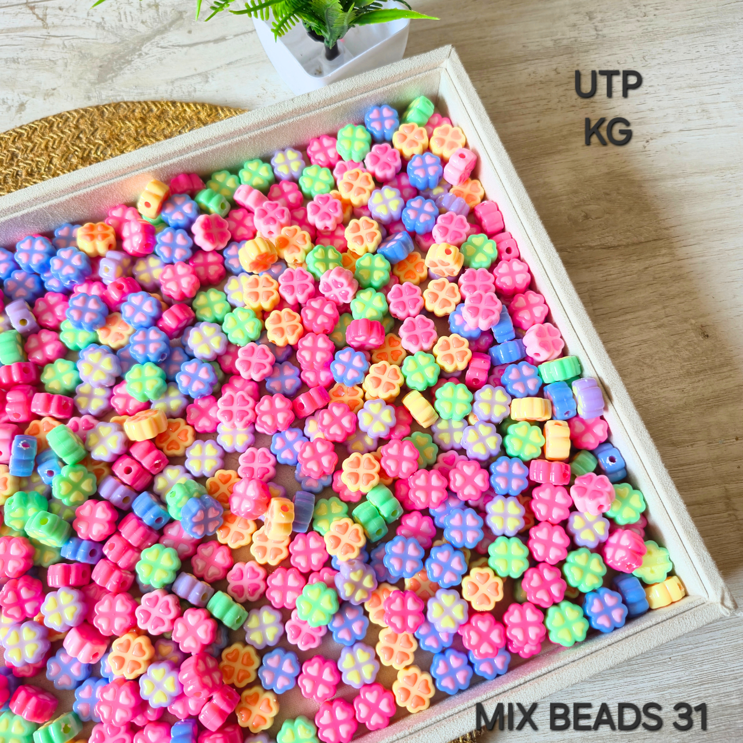 100 Grams Multi Color Beads For DIY Hair Accessories, Jewellery, Crafts Making (031)