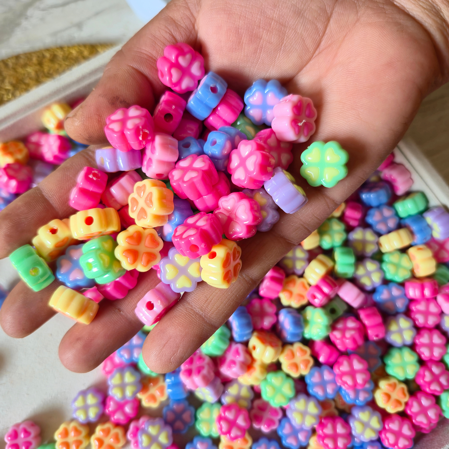 100 Grams Multi Color Beads For DIY Hair Accessories, Jewellery, Crafts Making (031)