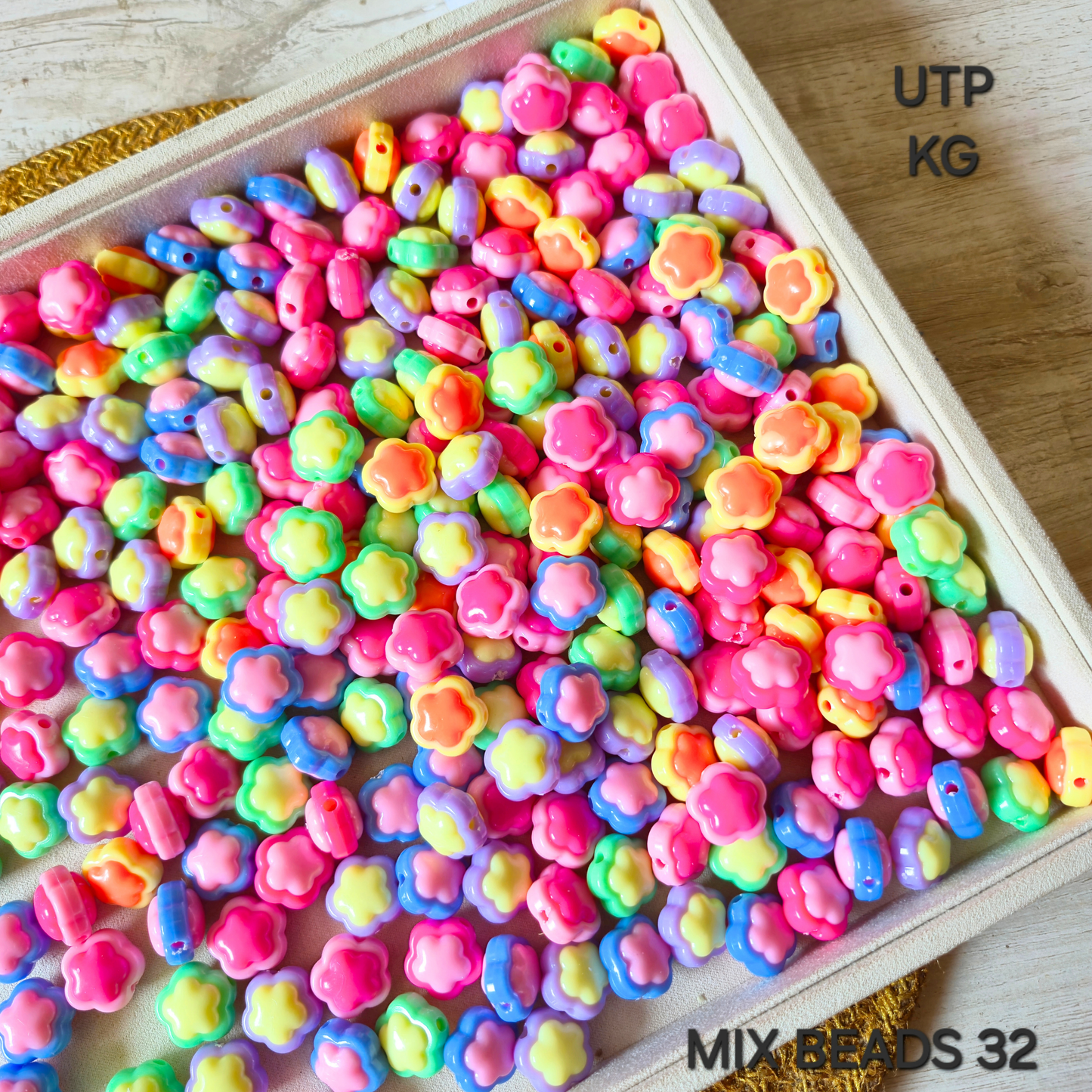 100 Grams Multi Color Beads For DIY Hair Accessories, Jewellery, Crafts Making (032)