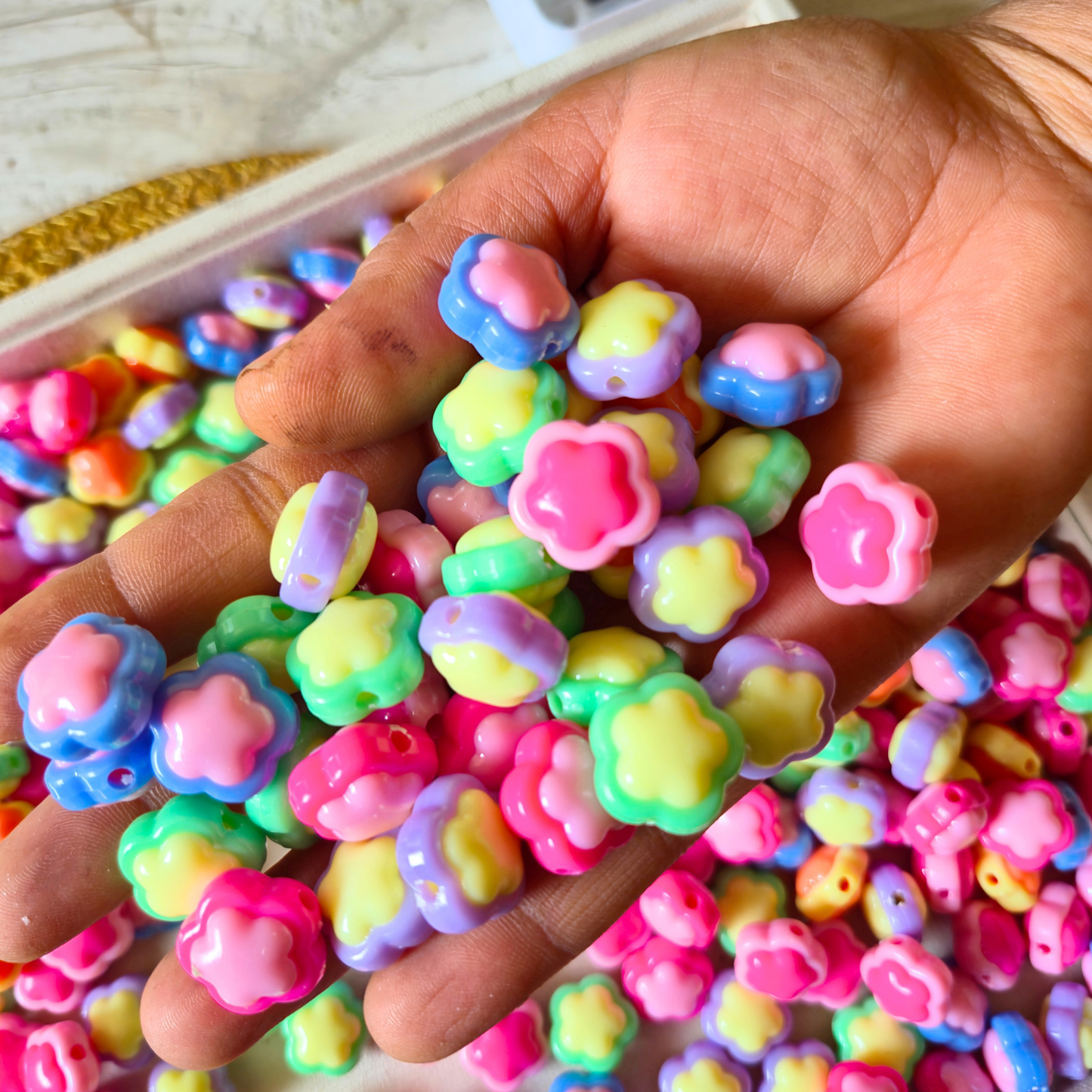 100 Grams Multi Color Beads For DIY Hair Accessories, Jewellery, Crafts Making (032)