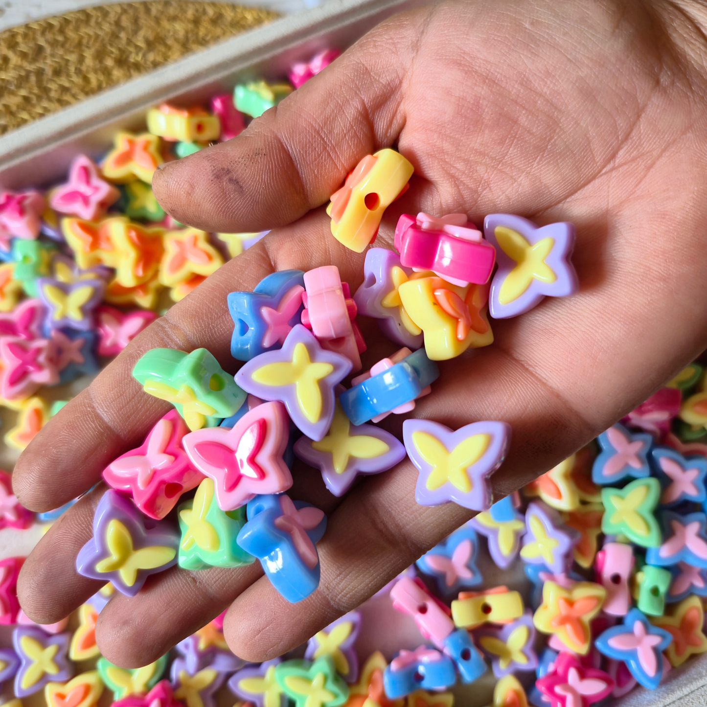 100 Grams Multi Color Beads For DIY Hair Accessories, Jewellery, Crafts Making (033)