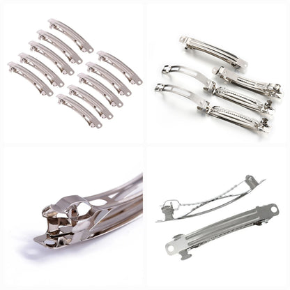 9.5cm (25pc) Barrette Snap Hair Clips Silver