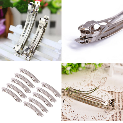 8CM (100PC) Silver Barrette Back Hair Clips Medium