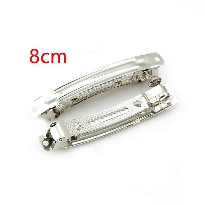 Pack of 50pcs (8cm) Silver Barrette Hair Clips for DIY Hair Accessories Making
