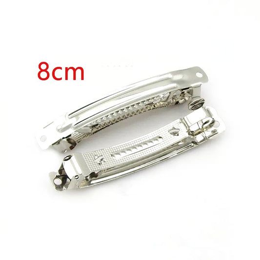 Pack of 50pcs (8cm) Silver Barrette Hair Clips for DIY Hair Accessories Making