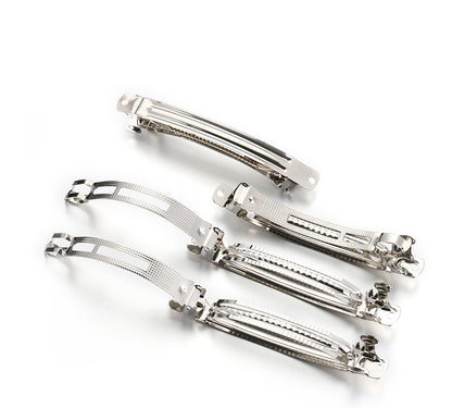 9.5cm (25pc) Barrette Snap Hair Clips Silver