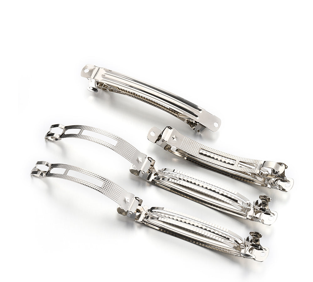 Pack of 50pcs (9.5cm) Silver Barrette Hair Clips for DIY Hair Accessories Making