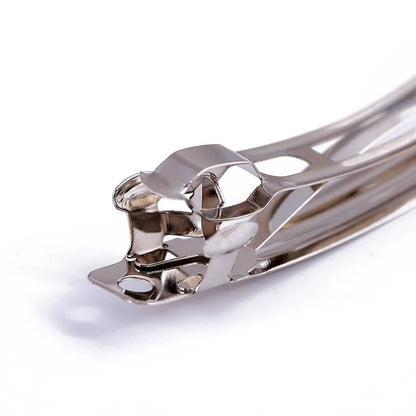 9.5cm (25pc) Barrette Snap Hair Clips Silver