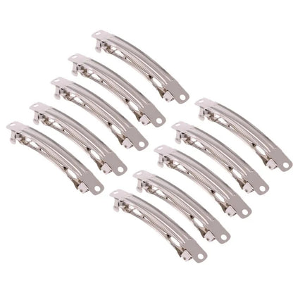 9.5cm (25pc) Barrette Snap Hair Clips Silver